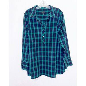 Talbots Plus Non-Iron Blackwatch Top 22W